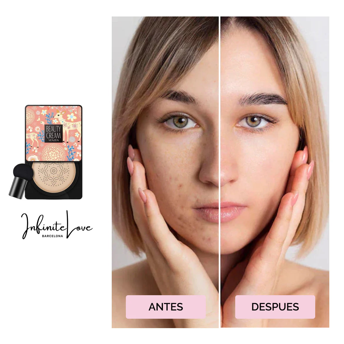 Beauty Cream® Crema iluminadora CC sin sustancias químicas con hidratante y corrector