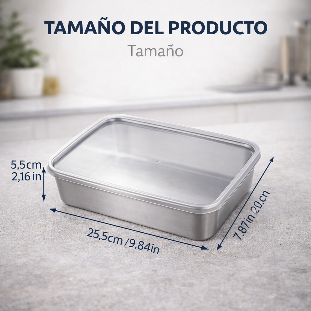 Contenedores de acero inoxidable SUS304 (25 × 20 × 6 cm)