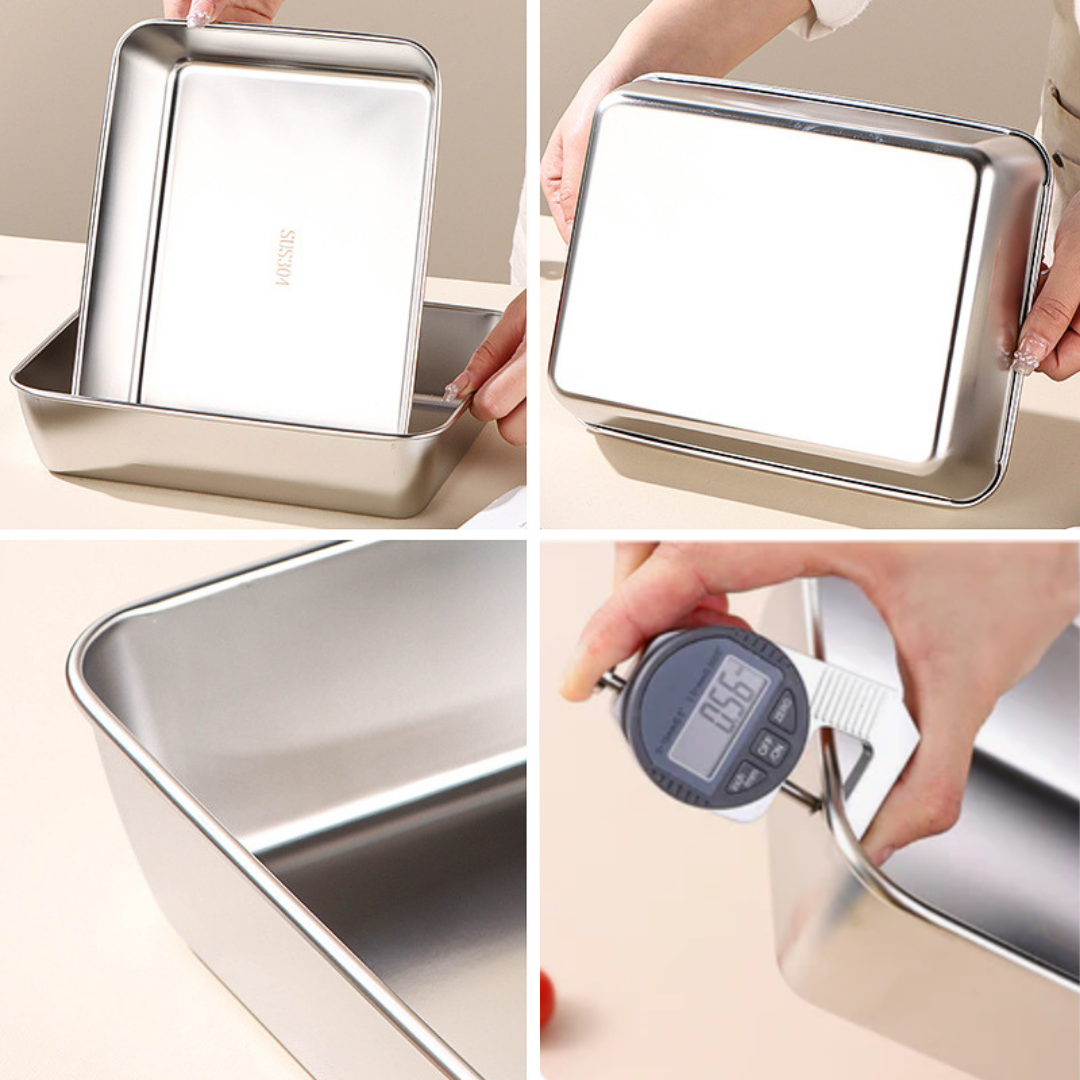 Recipiente para Alimentos de Acero Inoxidable 304 – Frescura Prolongada y Máxima Seguridad (25x20x5 cm)