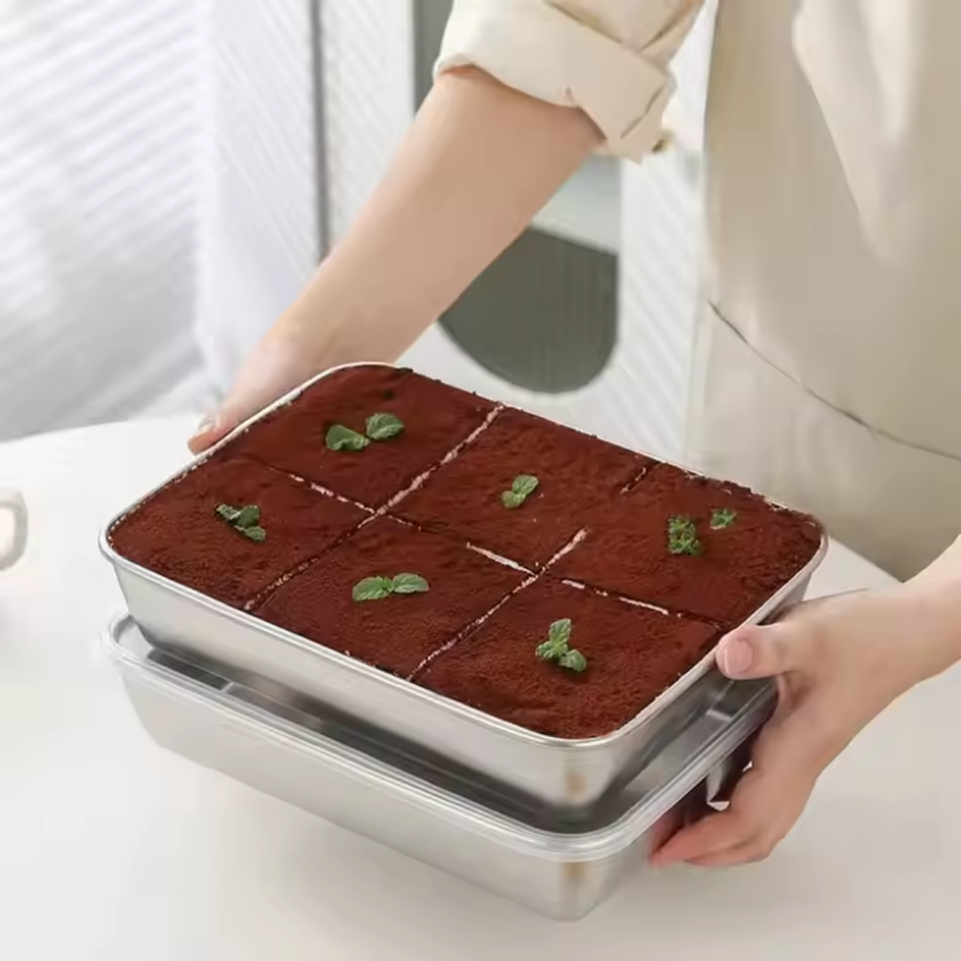 Recipiente para Alimentos de Acero Inoxidable 304 – Frescura Prolongada y Máxima Seguridad (25x20x5 cm)