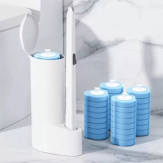 Escobillero Desechable Con Juego De Cabezales De Recambio, Artefacto De Limpieza Para Inodoros De Cuclillas De Pared
