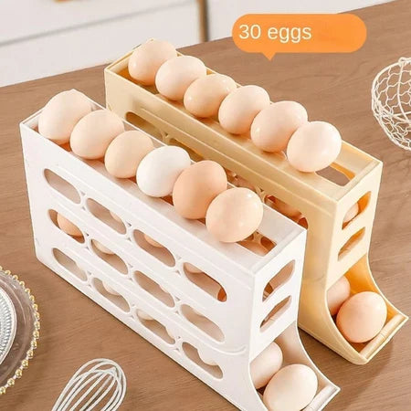 La bandeja para huevos de plástico enrollable automática de 4 niveles que ahorra espacio
