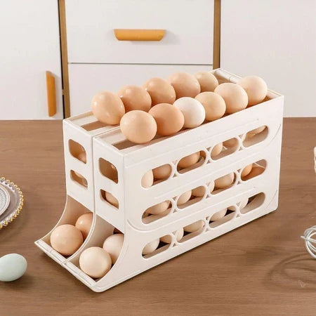 La bandeja para huevos de plástico enrollable automática de 4 niveles que ahorra espacio