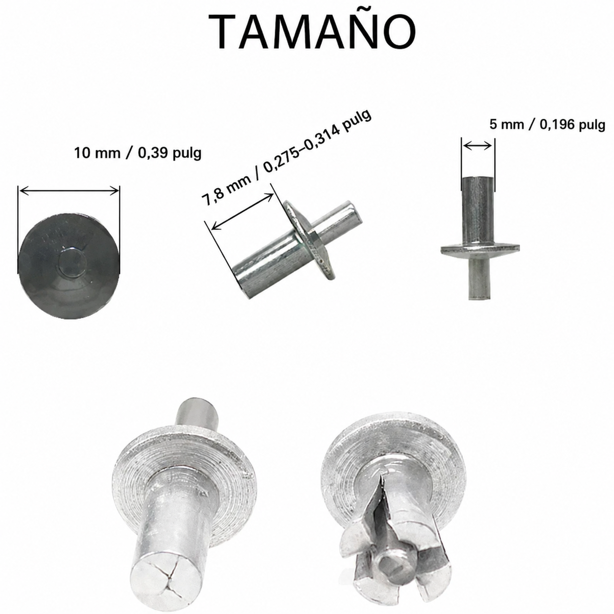 Remache de Impacto sin Remachadora — Fijación Rápida Solo con Martillo | Kit de 50 Unidades