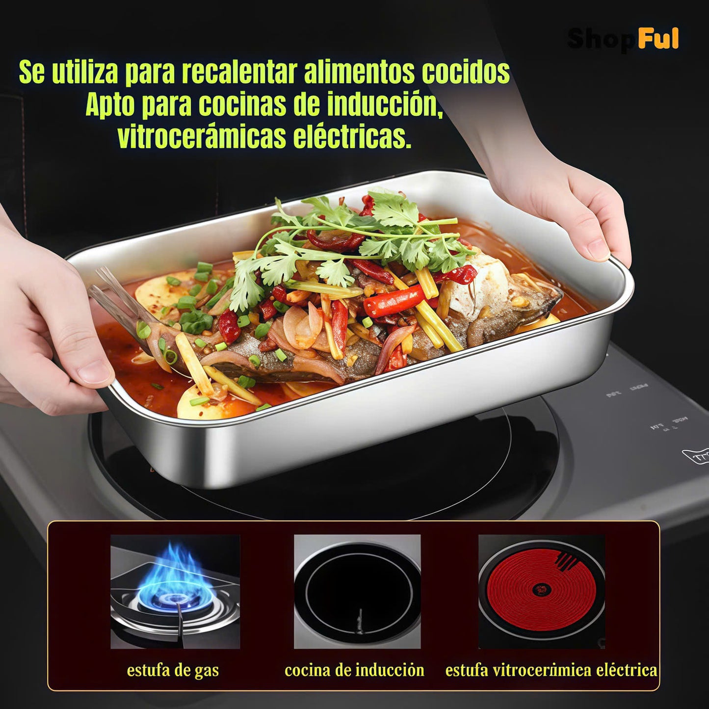 Bandeja De Cocina De Acero Inoxidable SUS304 Para Ollas Calientes, Pescado Al Vapor, Hornear Y Almacenar Alimentos.