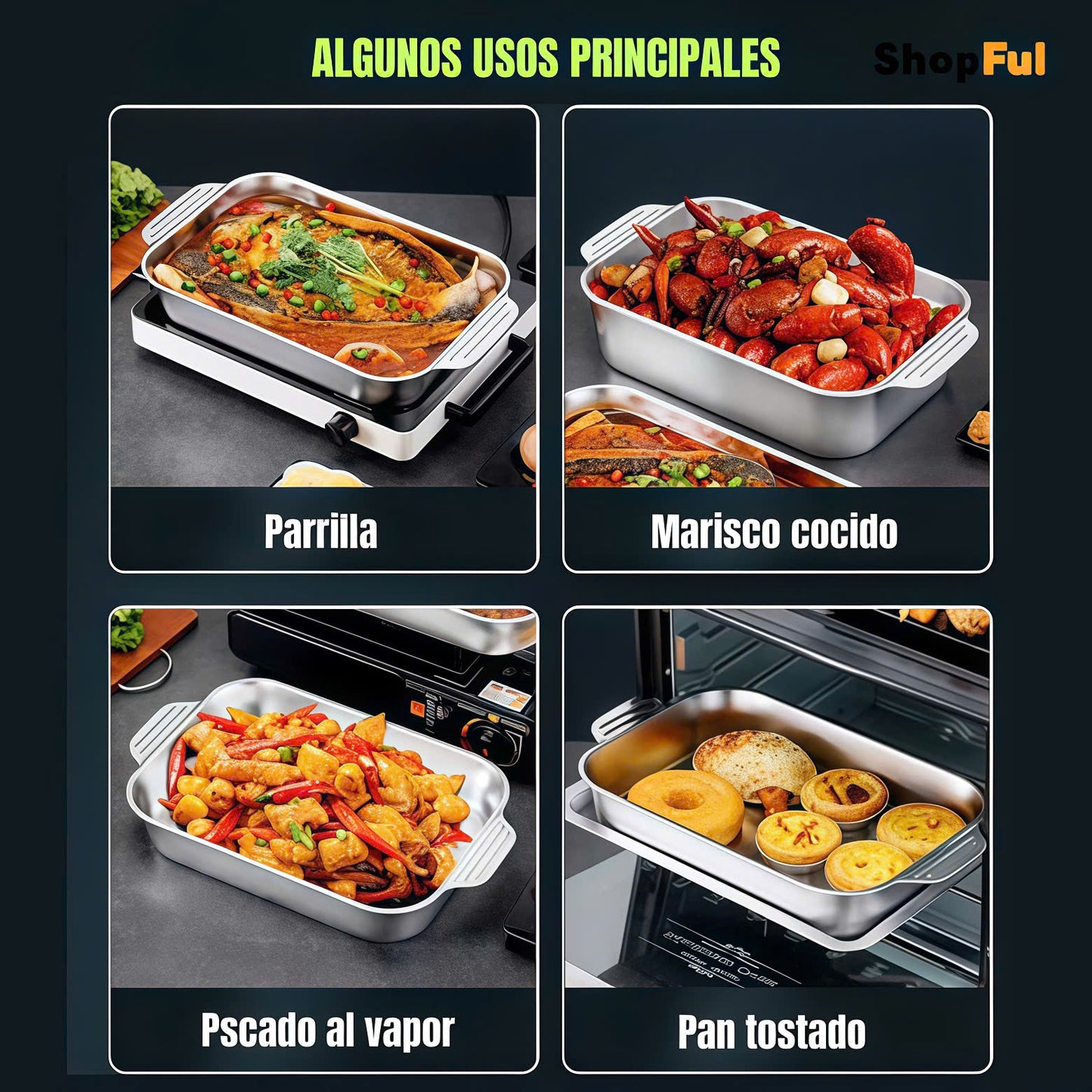 Bandeja De Cocina De Acero Inoxidable SUS304 Para Ollas Calientes, Pescado Al Vapor, Hornear Y Almacenar Alimentos.