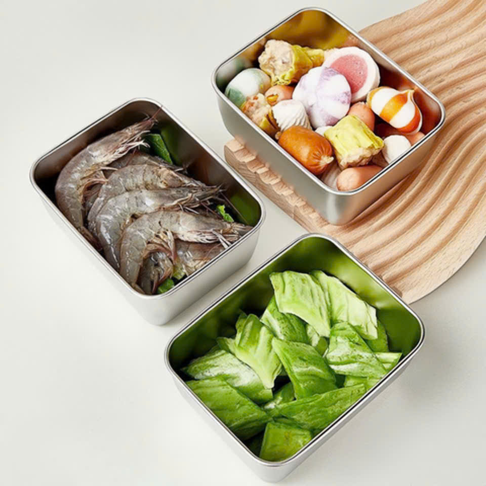 Caja de acero inoxidable 304 para alimentos – Compacta, hermética y duradera (13×10×5 cm)