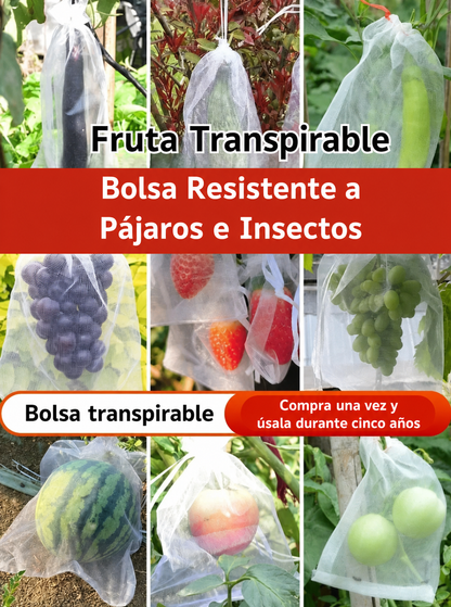 Sacos de malla transpirables y reutilizables para la protección de frutas y verduras – Protege contra insectos, moscas de la fruta y aves
