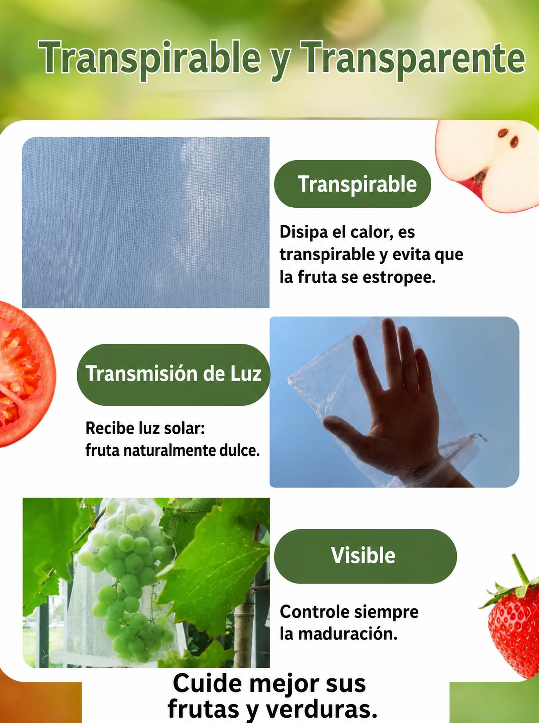 Sacos De Malla Transpirables Y Reutilizables Para Proteger Frutas Y Verduras – Protege Contra Insectos, Moscas De La Fruta Y Pájaros