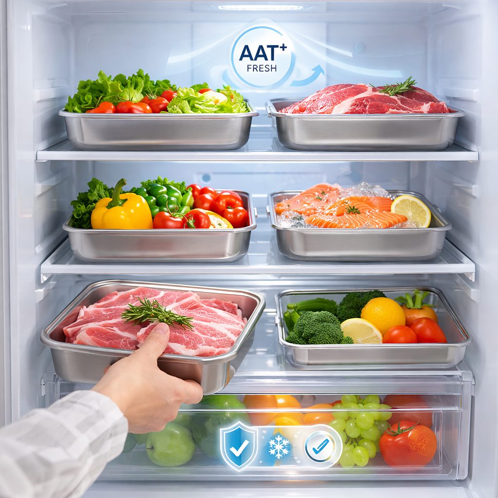 Contenedores de acero inoxidable SUS304 (25 × 20 × 6 cm)