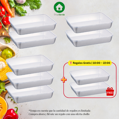 [🎁 Set 7+2 Gratis] SUS304 Cajas de Acero Inoxidable – Saludables, Premium y Aptas para Microondas (25 x 20 x 6 cm)