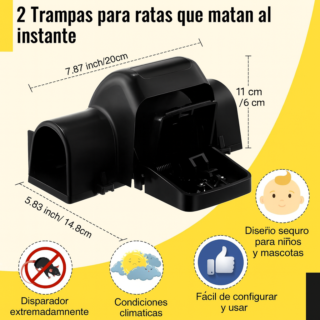 Trampas Para Ratas – Trampa De Túnel Segura Para Niños Y Mascotas, Trampa De Resorte Para Ratones, Para Uso En Interiores Y Exteriores