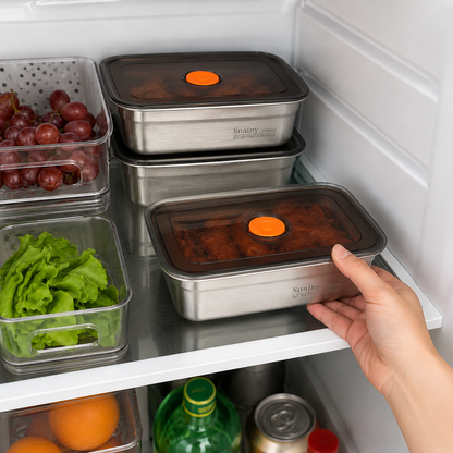 Recipiente Grande Para Alimentos Al Vacío De Acero Inoxidable Antibacteriano De 1000ml