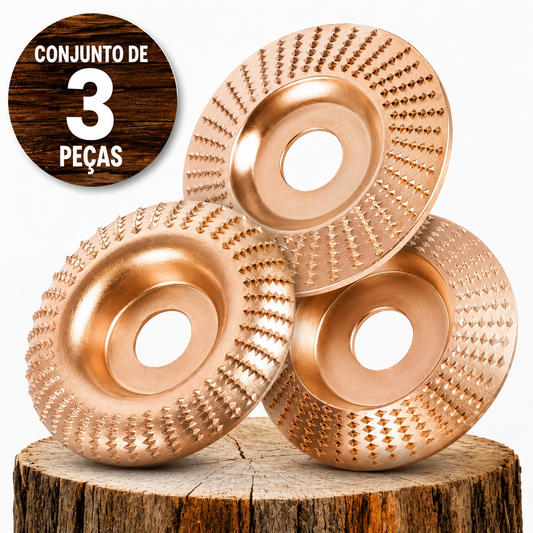 Set De 3 Discos De Desbaste De Acero Al Carbono Para Madera (Plano – Curvo – Inclinado)