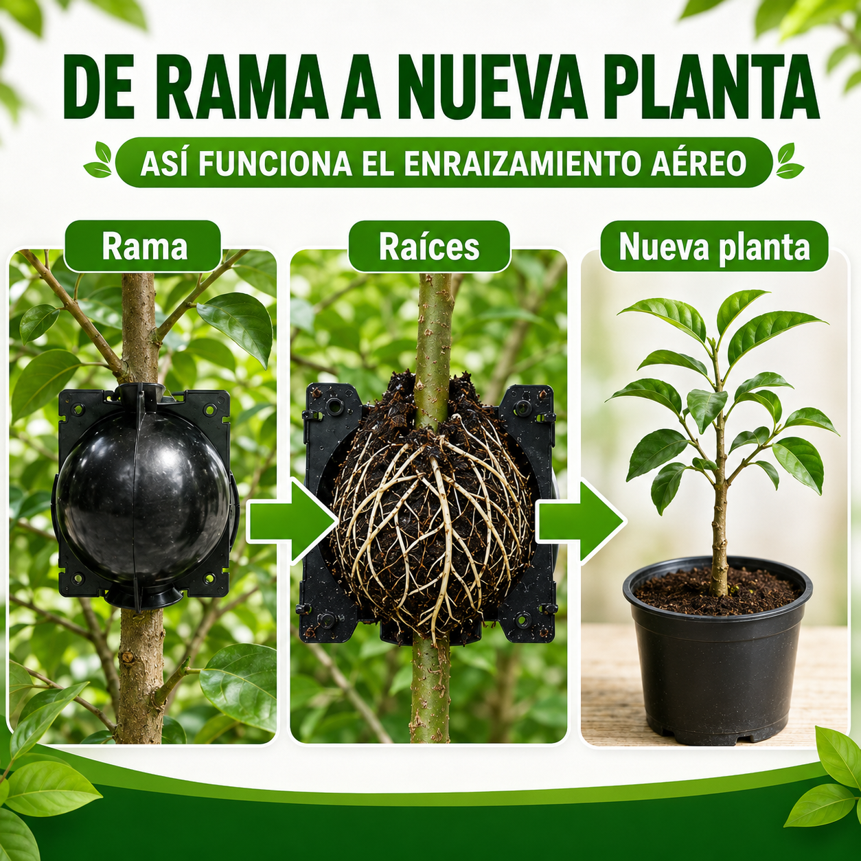 Caja de Enraizamiento para Acodo Aéreo – Pack de 10 Reutilizable para Propagación de Plantas
