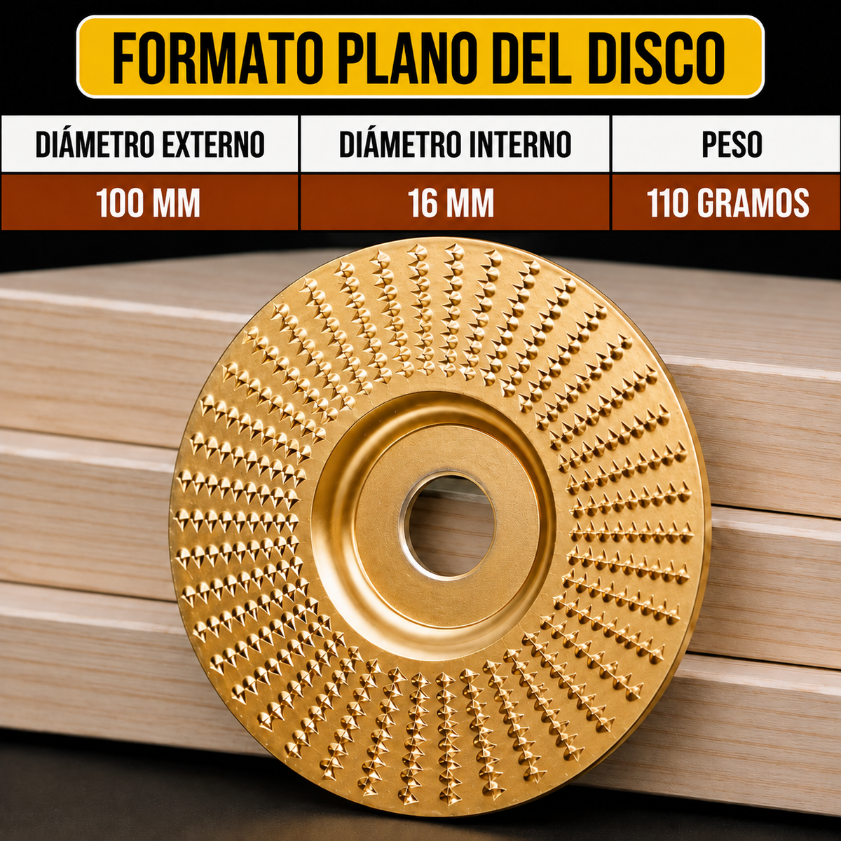Set De 3 Discos De Desbaste De Acero Al Carbono Para Madera (Plano – Curvo – Inclinado)