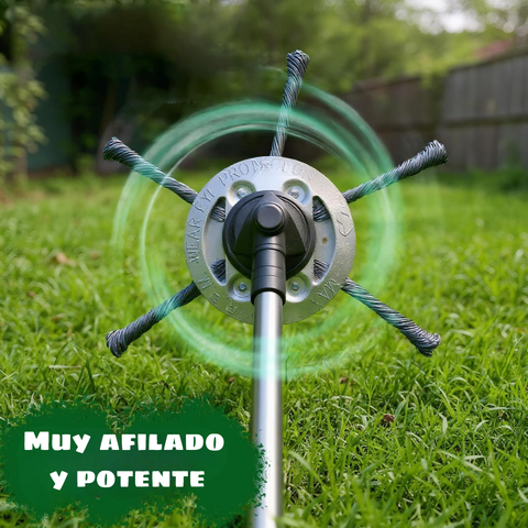 Cabezal de cortacésped de 6 cuchillas fabricado en acero de alta calidad: elimina todo tipo de malas hierbas.