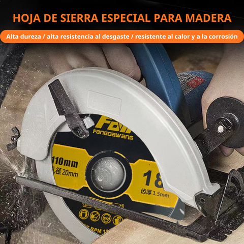 Disco de corte de aleación multifuncional 18T de 110 mm – corta madera, metal, PVC y aluminio