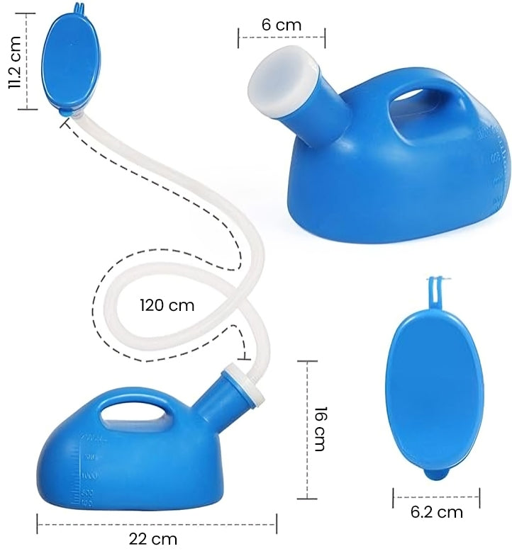 Urinario médico de gran capacidad con tubo largo para ancianos, pacientes encamados, viajeros