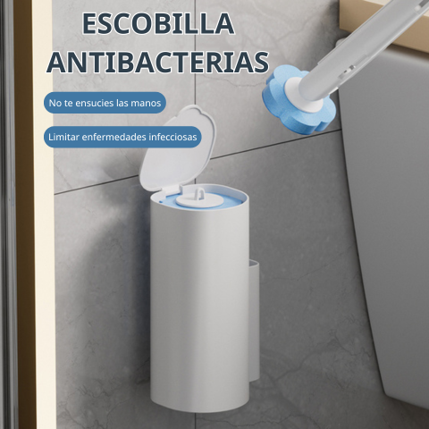 Escobillero Desechable Con Juego De Cabezales De Recambio, Artefacto De Limpieza Para Inodoros De Cuclillas De Pared