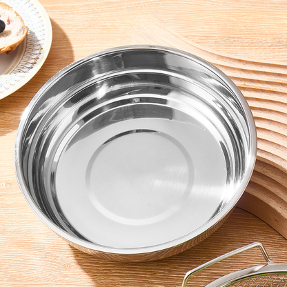Bandeja escurridora de acero inoxidable 304. Escurre aceite y agua al instante – perfecta para freír, cocinar y lavar alimentos.