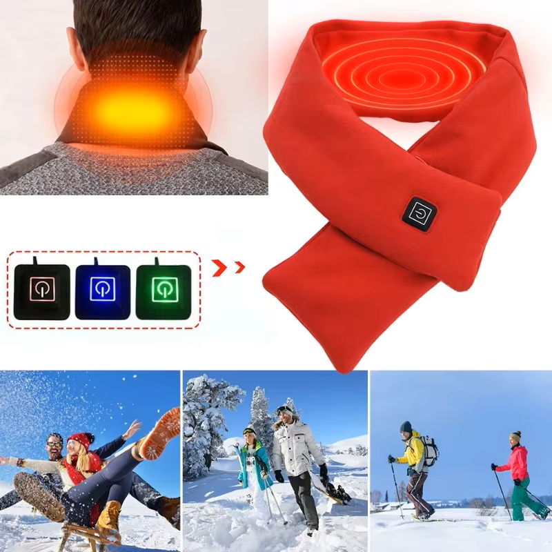 Bufanda Calefactable USB Para Hombres Y Mujeres, Con 3 Niveles De Regulación De Temperatura - Incluye Batería Externa (Color Gris)