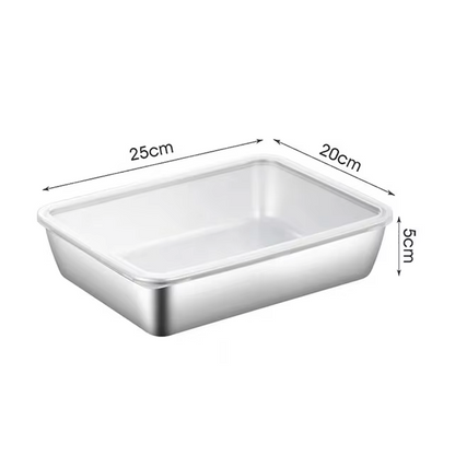 Cajas para la conservación de alimentos, bandeja rectangular de acero inoxidable SUS304 (25x20x5cm)