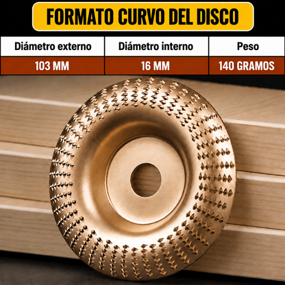 Set De 3 Discos De Desbaste De Acero Al Carbono Para Madera (Plano – Curvo – Inclinado)