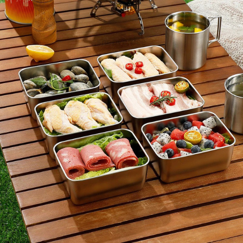Bandeja Mini de Acero Inoxidable Estilo Japonés (13x10x5cm)
