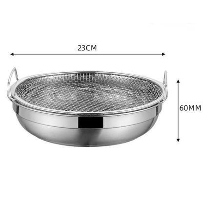 Bandeja escurridora de acero inoxidable 304. Escurre aceite y agua al instante – perfecta para freír, cocinar y lavar alimentos.