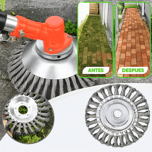 Hoja de Corte de Césped de Alambre de Acero Súper Resistente 360° (Incluye Kit de Adaptadores)