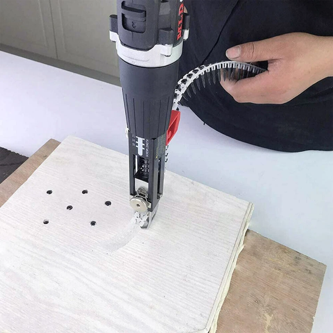 Adaptador De Atornillador Automático Con Tira De Tornillos – Compatible Con Múltiples Tipos De Taladros (Incluye 1 Cinta Con 50 Tornillos)