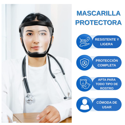 La visera protege el rostro del polvo fino y la niebla
