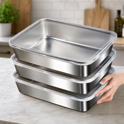 Recipiente Multiusos De Acero Inoxidable 304 Con Tapa De Silicona: Ultraligero, Seguro y Conserva-Nutrientes