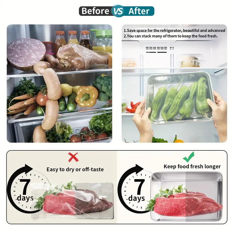 Bandeja de acero inoxidable 304 – Una solución segura y práctica para conservar los alimentos (25×20×6 cm)