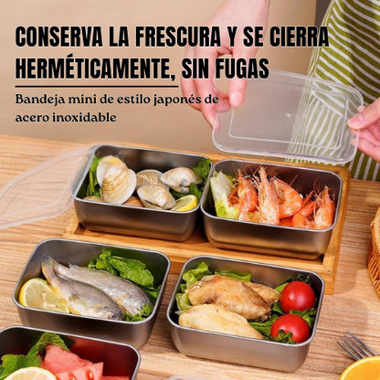 Bandeja Mini de Acero Inoxidable Estilo Japonés (13x10x5cm)