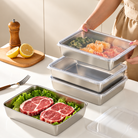Recipiente de acero inoxidable 304 que mantiene los alimentos frescos hasta 4 semanas