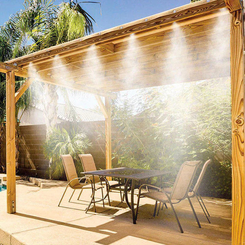 Manguera de Riego para Jardín de 15 Metros con Boquillas de Niebla – Sistema de Enfriamiento por Niebla, Fácil de Instalar