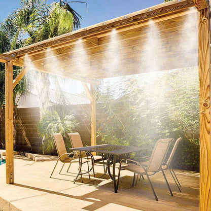 Manguera de Riego para Jardín de 15 Metros con Boquillas de Niebla – Sistema de Enfriamiento por Niebla, Fácil de Instalar