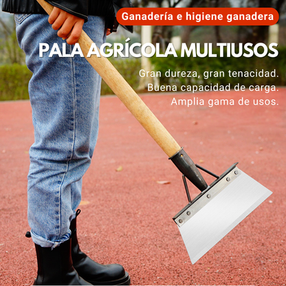 Pala agrícola multiusos, material de acero al manganeso duradero, buena capacidad portante, resistencia al desgaste.