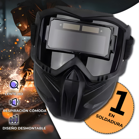 Máscara de Soldar con Oscurecimiento Automático 0.1ms – Desmontable en 2 Piezas, Protección Total