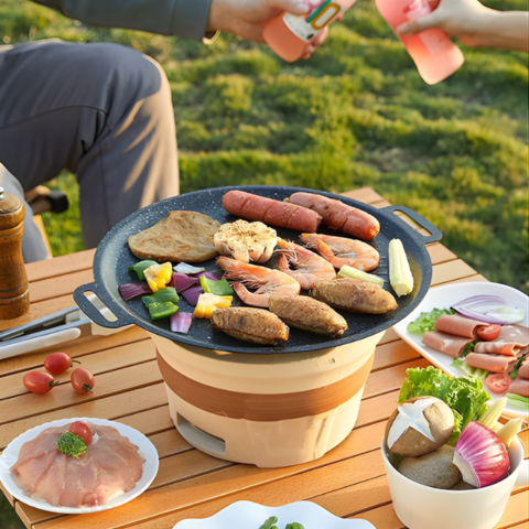 Sartén parrilla universal para cocina de gas, cocina de inducción y llama abierta
