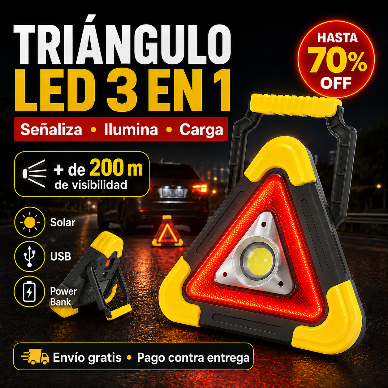 🚨 Triángulo de Emergencia LED para Coche – Súper Oferta + Envío Gratis