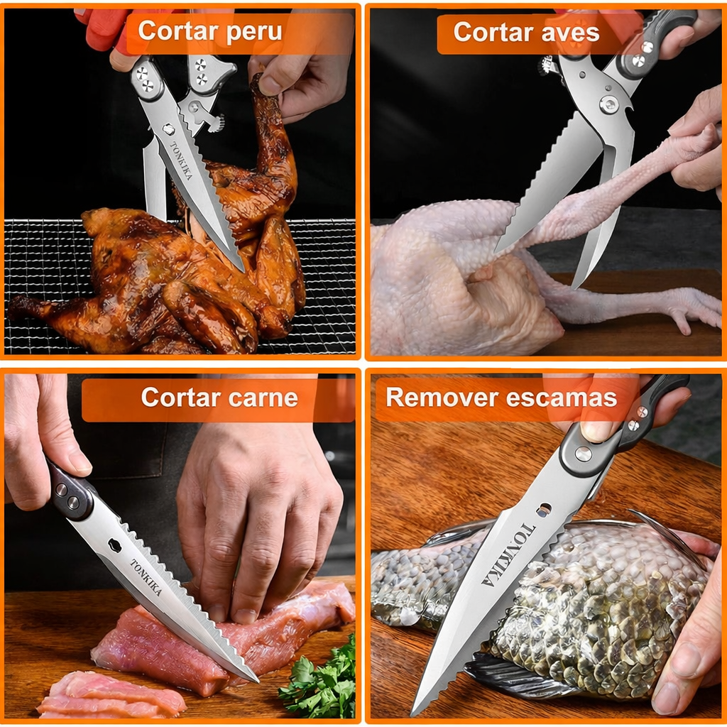 Tijeras Desmontables Para Cortar Huesos De Pollo, Tijeras De Cocina Multifuncionales De Acero Inoxidable, Afiladas Y Resistentes (Color Plata)