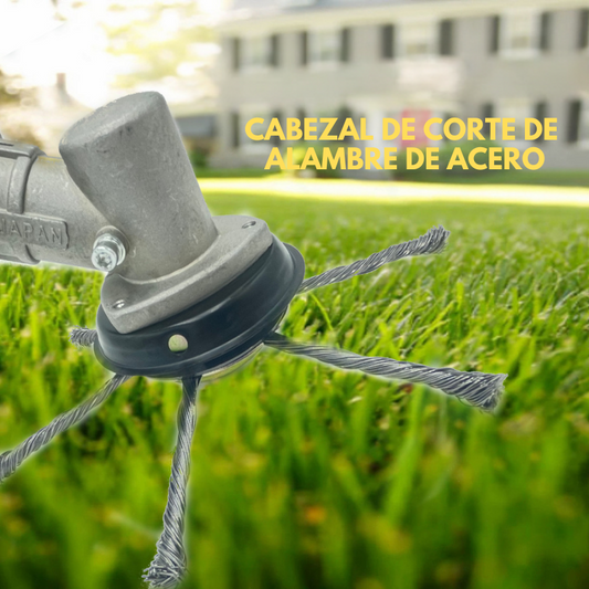 El cabezal del cortacésped tiene 6 ramas tejidas con alambre de acero resistente.