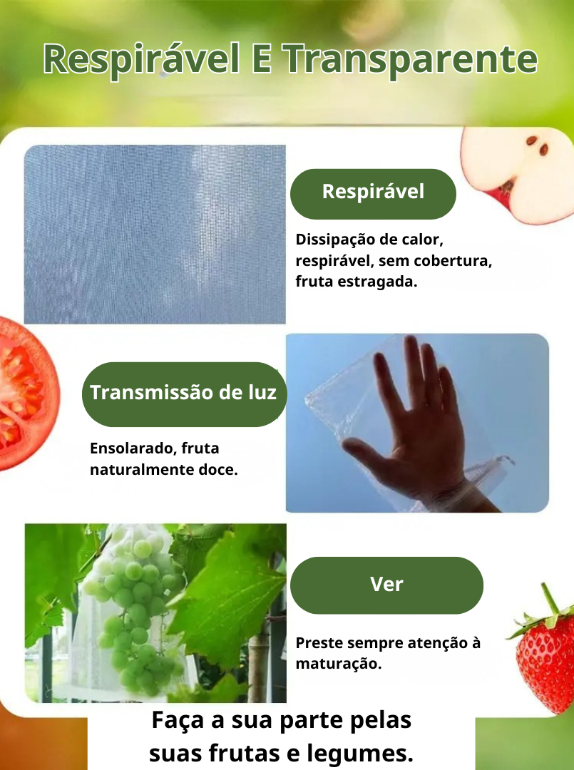 Sacos De Malha Respiráveis Reutilizáveis Para Proteção De Frutas E Vegetais – Proteja Contra Insetos, Moscas-Das-Frutas E Pássaros