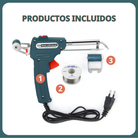 Kit Soldador, Pistola Eléctrica 60W con Cable e Hilo de Soldar