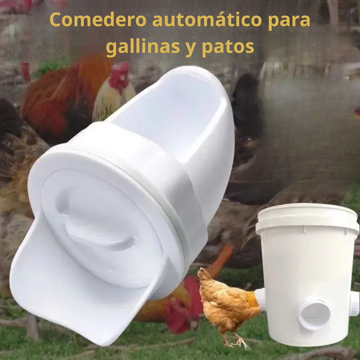 Puerta de alimentación automática para gallinas y patos para todo tipo de cubos – incluye broca tipo sierra de corona