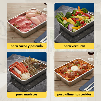 [Compra 6 y llévate 3 gratis] Recipiente para Alimentos de Acero Inoxidable 304 – Frescura Prolongada y Máxima Seguridad
