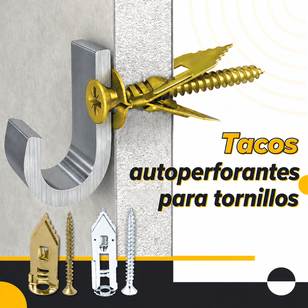 Kit Con 50 Piezas De Anclajes Y Tornillos Para Drywall, Madera Y Contrachapado